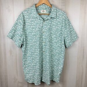Marine Layer Men’s Classic Stretch Selvage Short Sleeve Shirt Green Floral XL